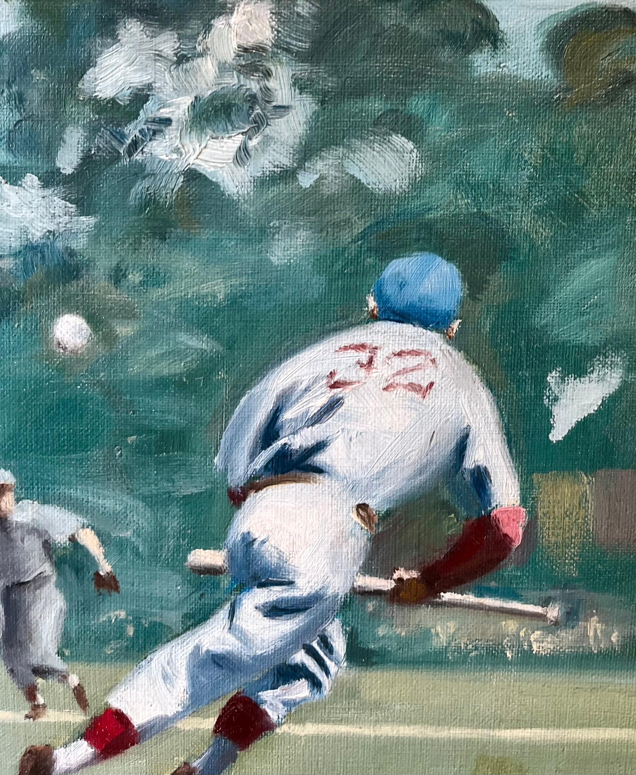 Pintura impresionista del siglo XX sobre un jugador de béisbol titulada 