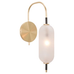 Pierce Sconce, with Hand Blown Glass Shade and Brushed Brass Stem