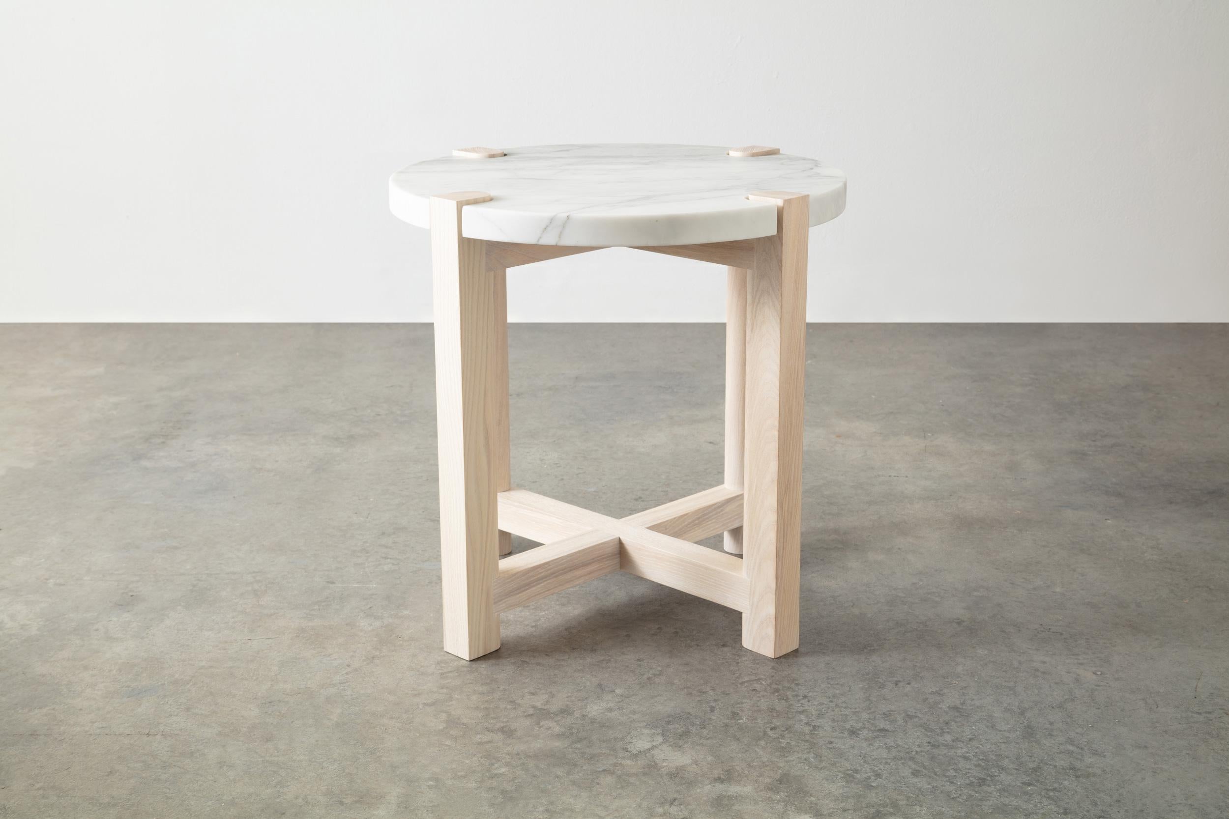 Modern Pierce Side Table – Handmade in Solid Wood with Marble Top