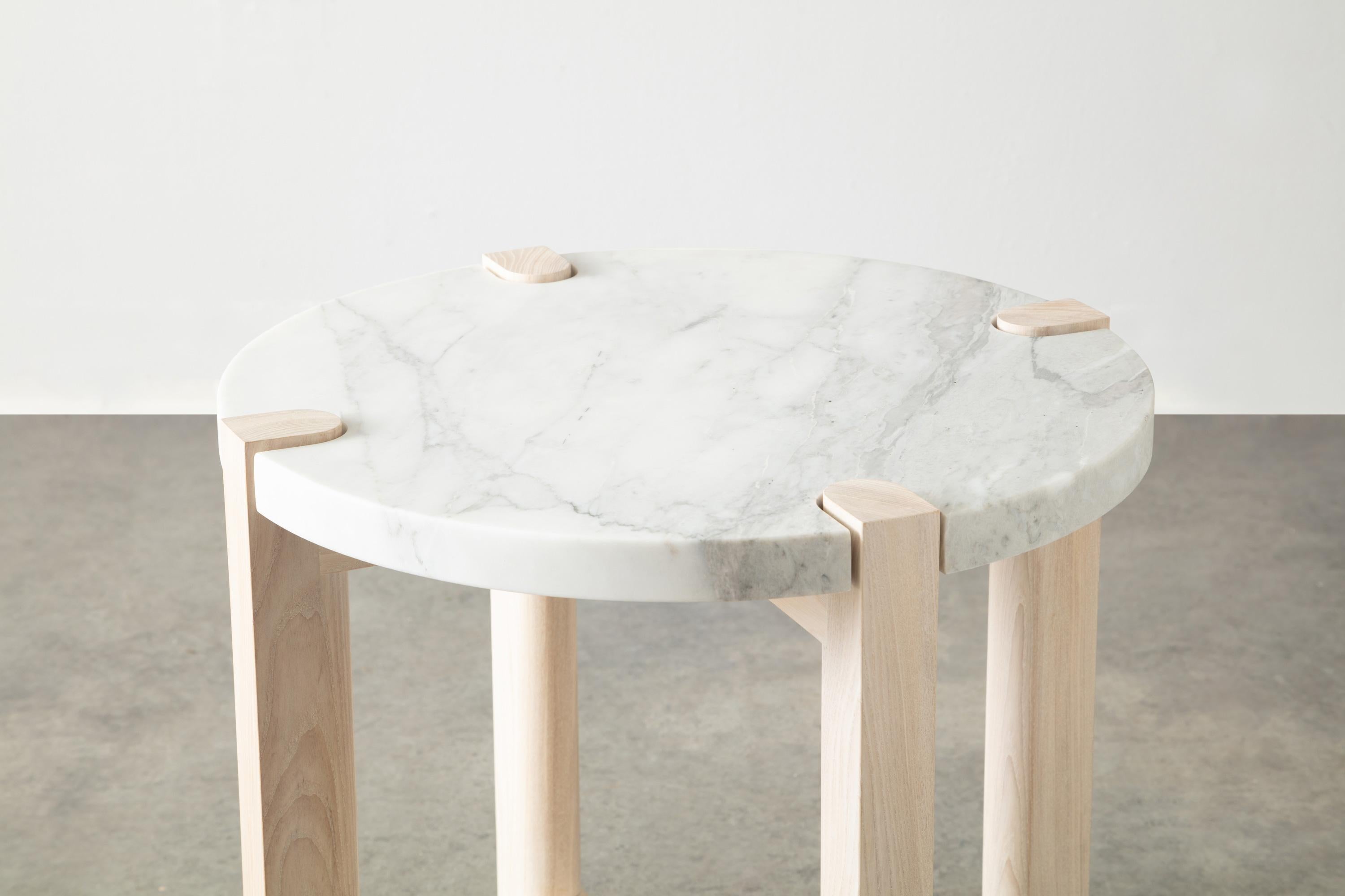 American Pierce Side Table – Handmade in Solid Wood with Marble Top