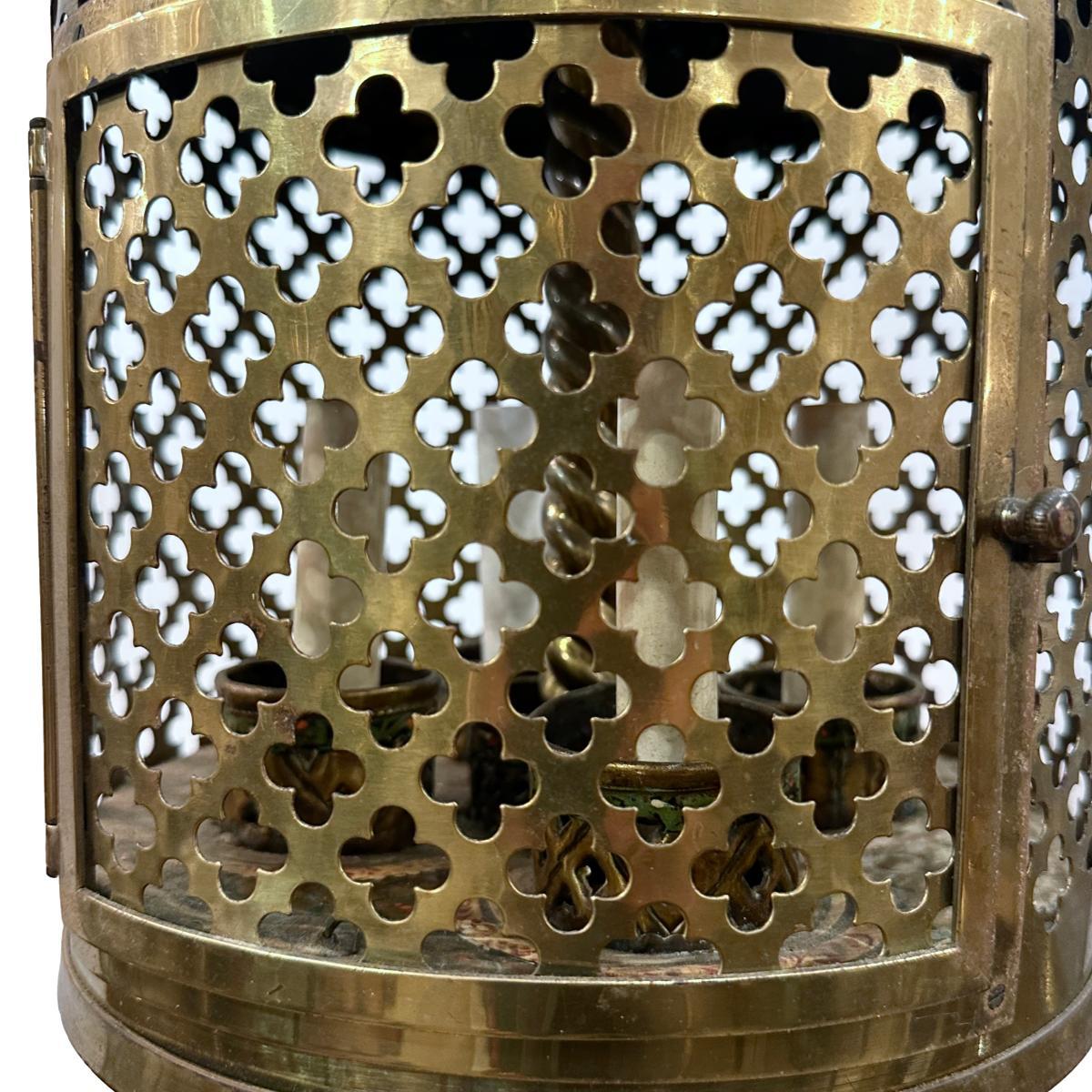 Pierced and Painted Persian lantern In Good Condition For Sale In New York, NY