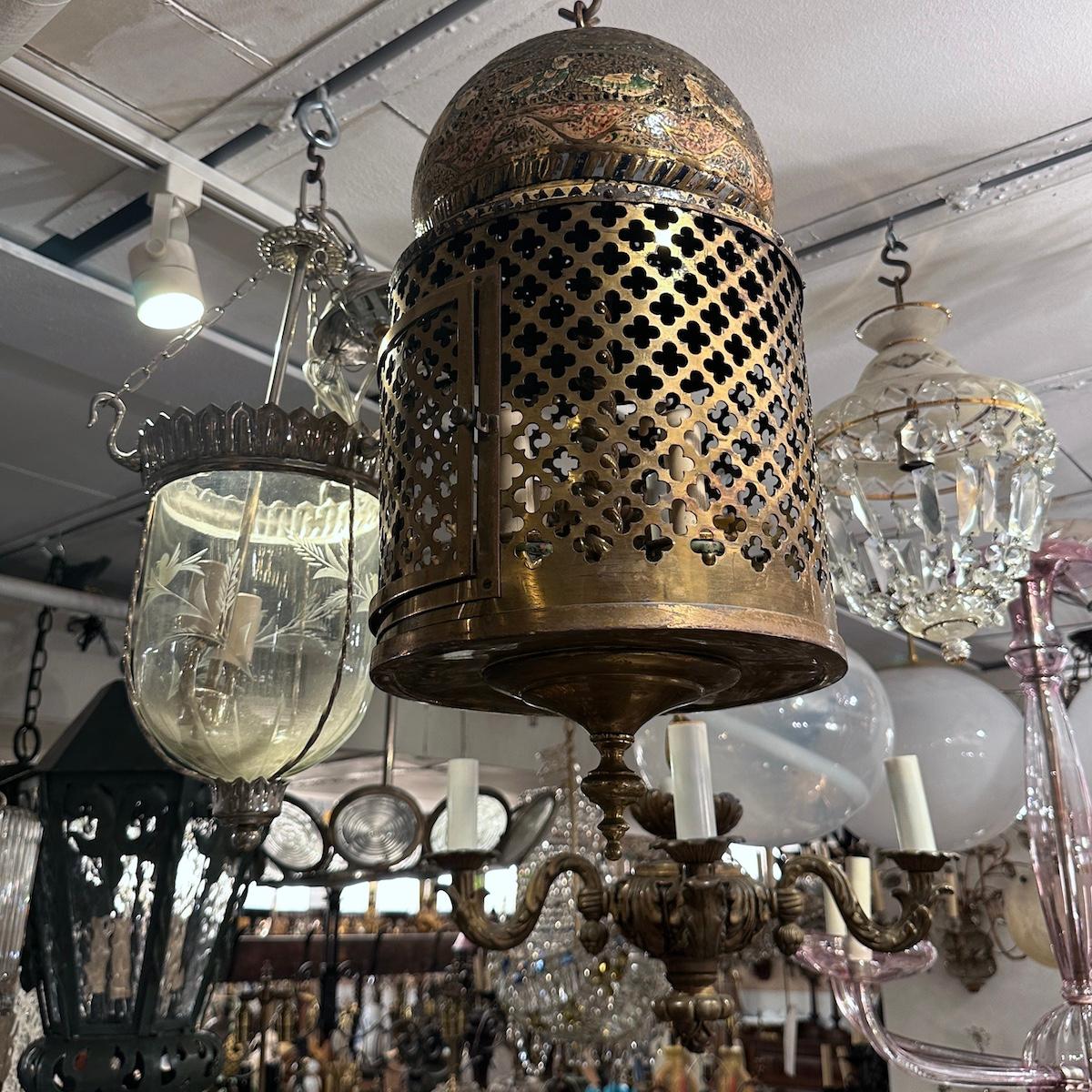 Pierced and Painted Persian lantern For Sale 2