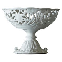 Pierced and Raised Porcelain Centerpiece Bowl or Comport Early 20th Century