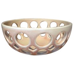 Pierced Blush Ceramic Tabletop Fruit Bowl, in Stock