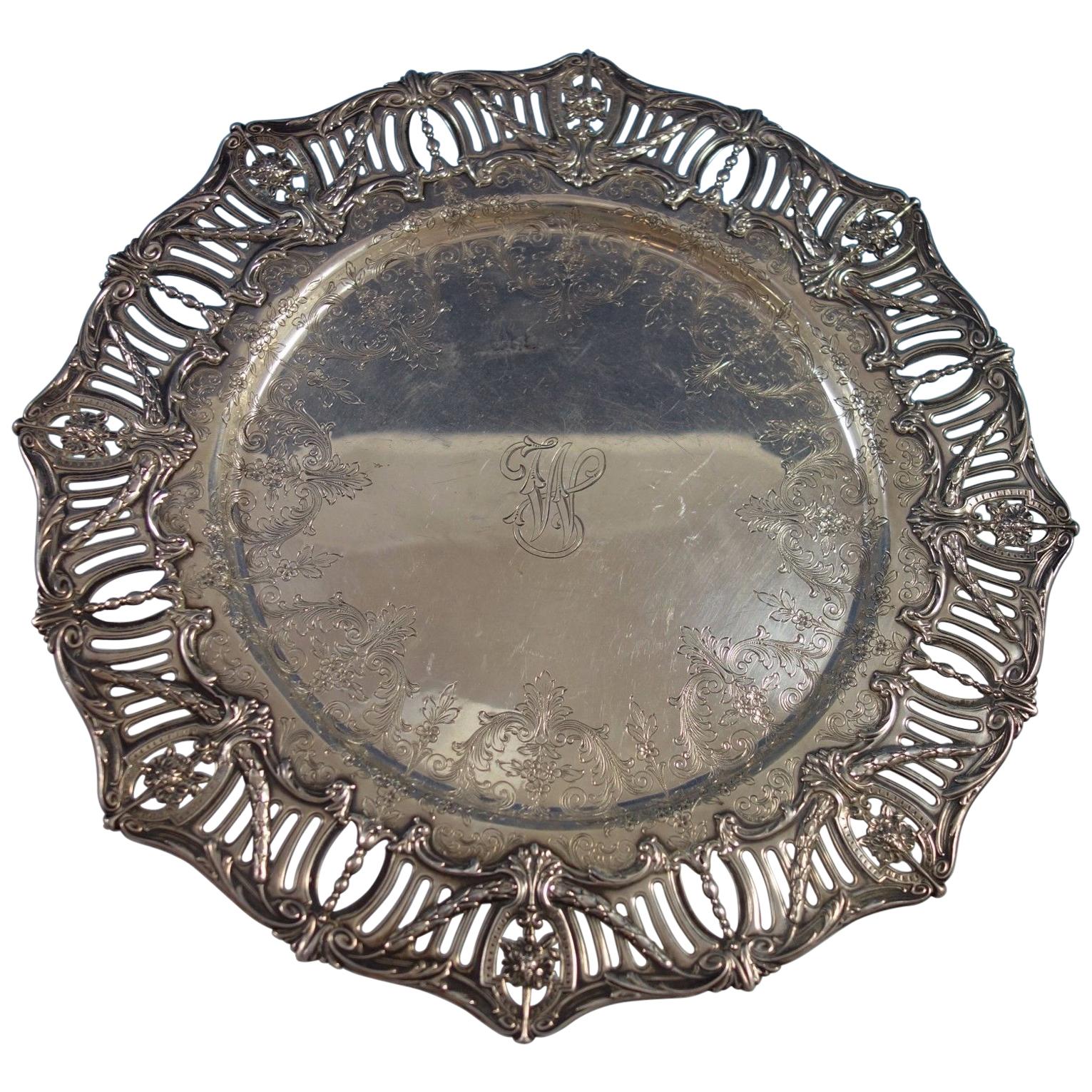 Pierced Border by J.E. Caldwell Sterling Silver Sandwich Platter