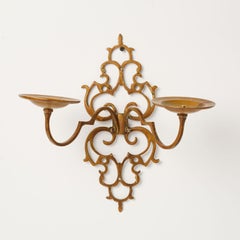 Pierced Brass "Lacy" Two-Arm Sconces