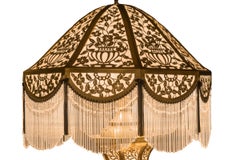 Pierced Brass Lamp with Matching Shade and Pedestal
