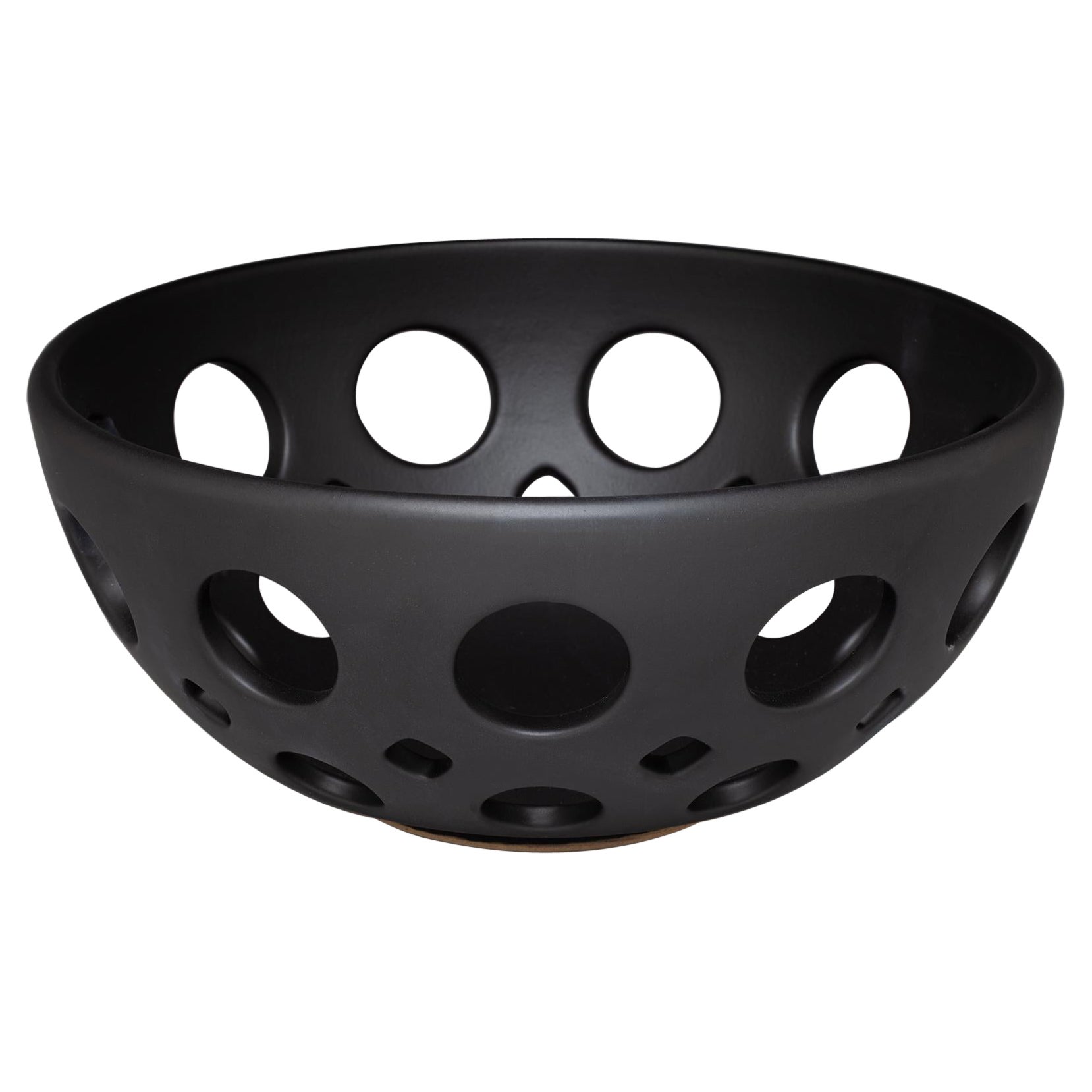 Pierced Ceramic Fruit Bowl Black