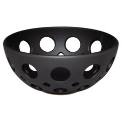 Pierced Ceramic Fruit Bowl Black