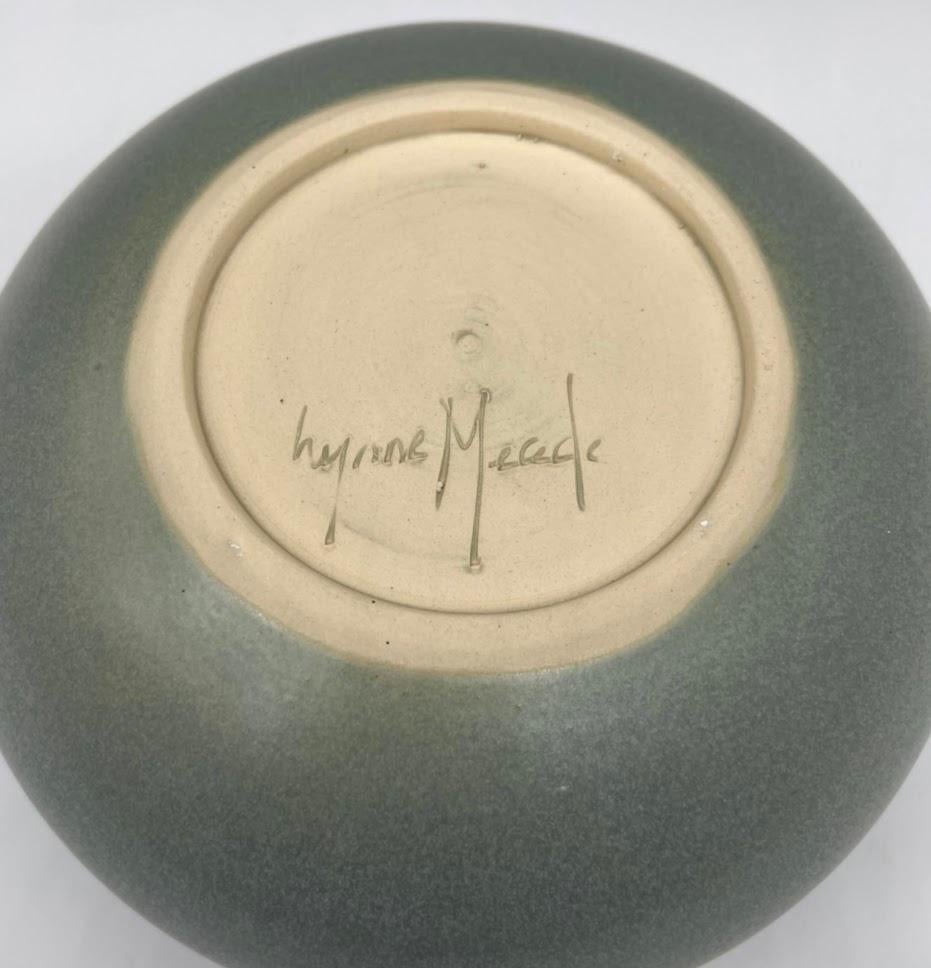 Fired Pierced Ceramic Seedpot- Mossy Blue/Green For Sale