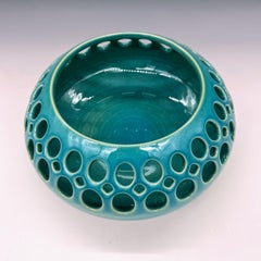 Pierced Ceramic Seedpot- Turquoise 