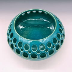 Pierced Ceramic Seedpot- Turquoise
