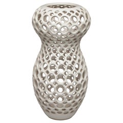 Pierced Ceramic Tabletop Sculpture-White