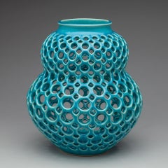 Pierced Ceramic Vessel-Turquoise Aveline
