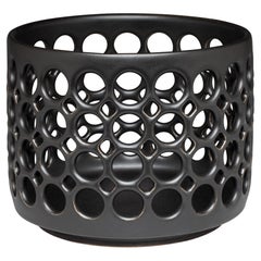 Pierced Cylindrical Ceramic Bowl Black
