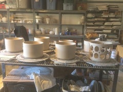 Pierced Cylindrical Ceramic Bowl Bright Orange