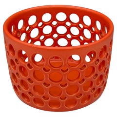 Pierced Cylindrical Ceramic Bowl Bright Orange