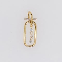 Pierced Diamond Paperclip Bar Pendant Necklace 0.20 Carats, 14k Yellow Gold