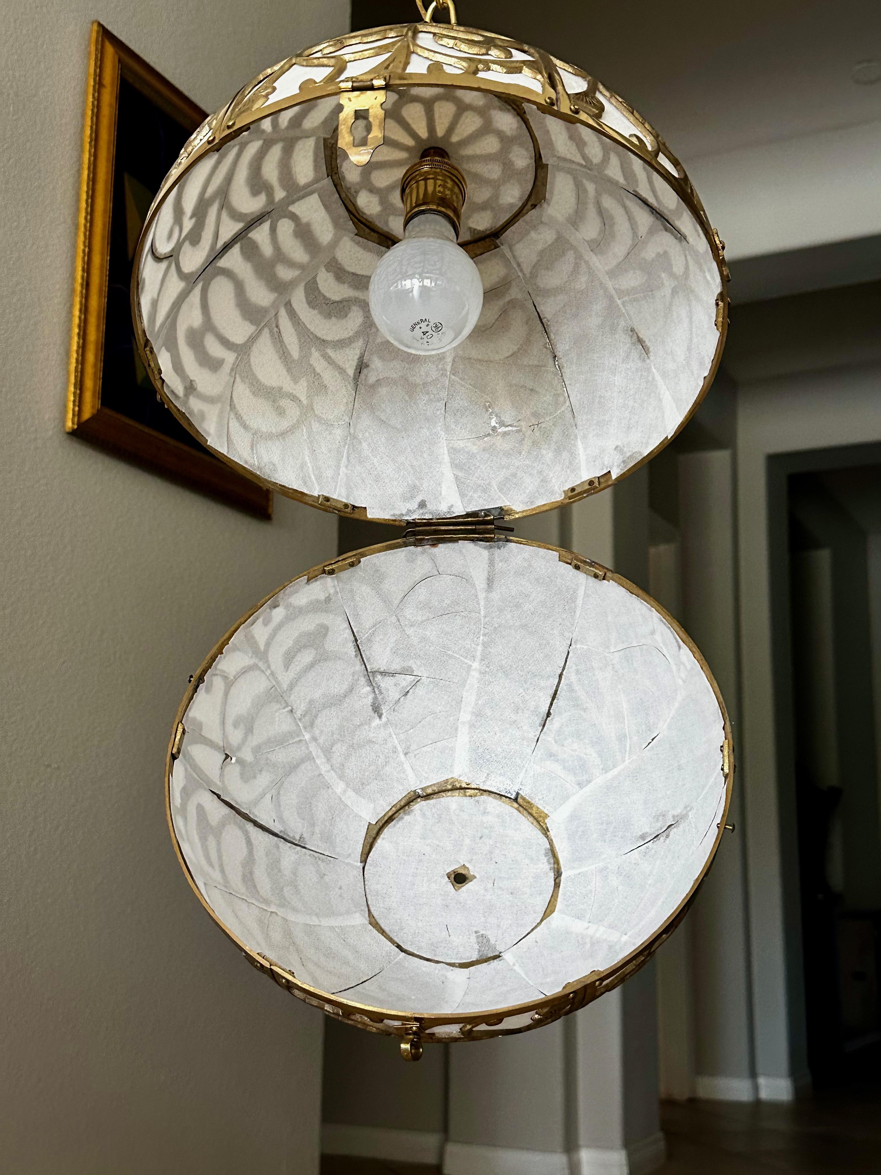 Pierced Filigree Brass Japanese Asian Pendant Chandelier Light 12