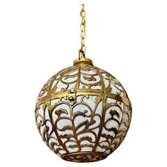 Pierced Filigree Brass Japanese Asian Pendant Chandelier Light