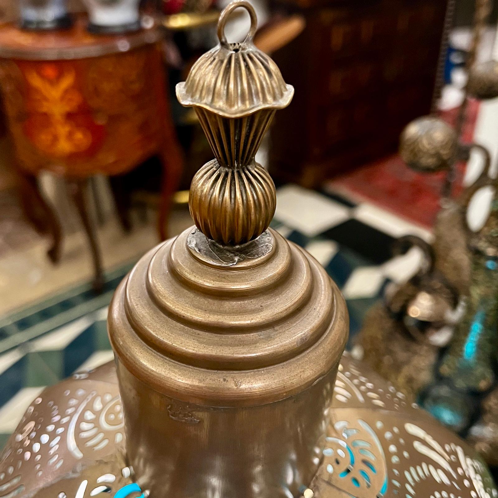 Contemporary Pierced Metal Arabesque Lantern For Sale