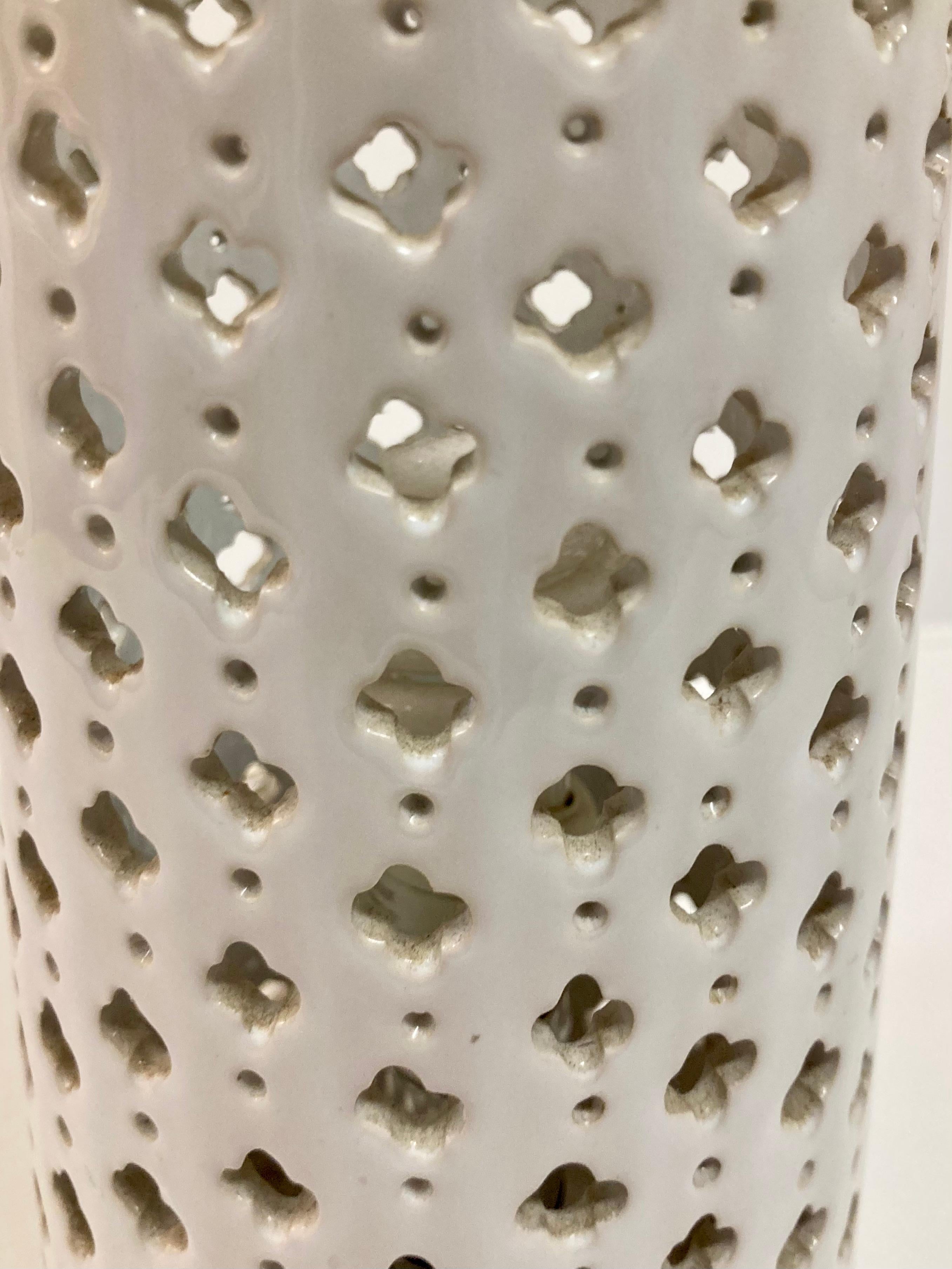 Pierced Pattern Ceramic Uplight For Sale 4
