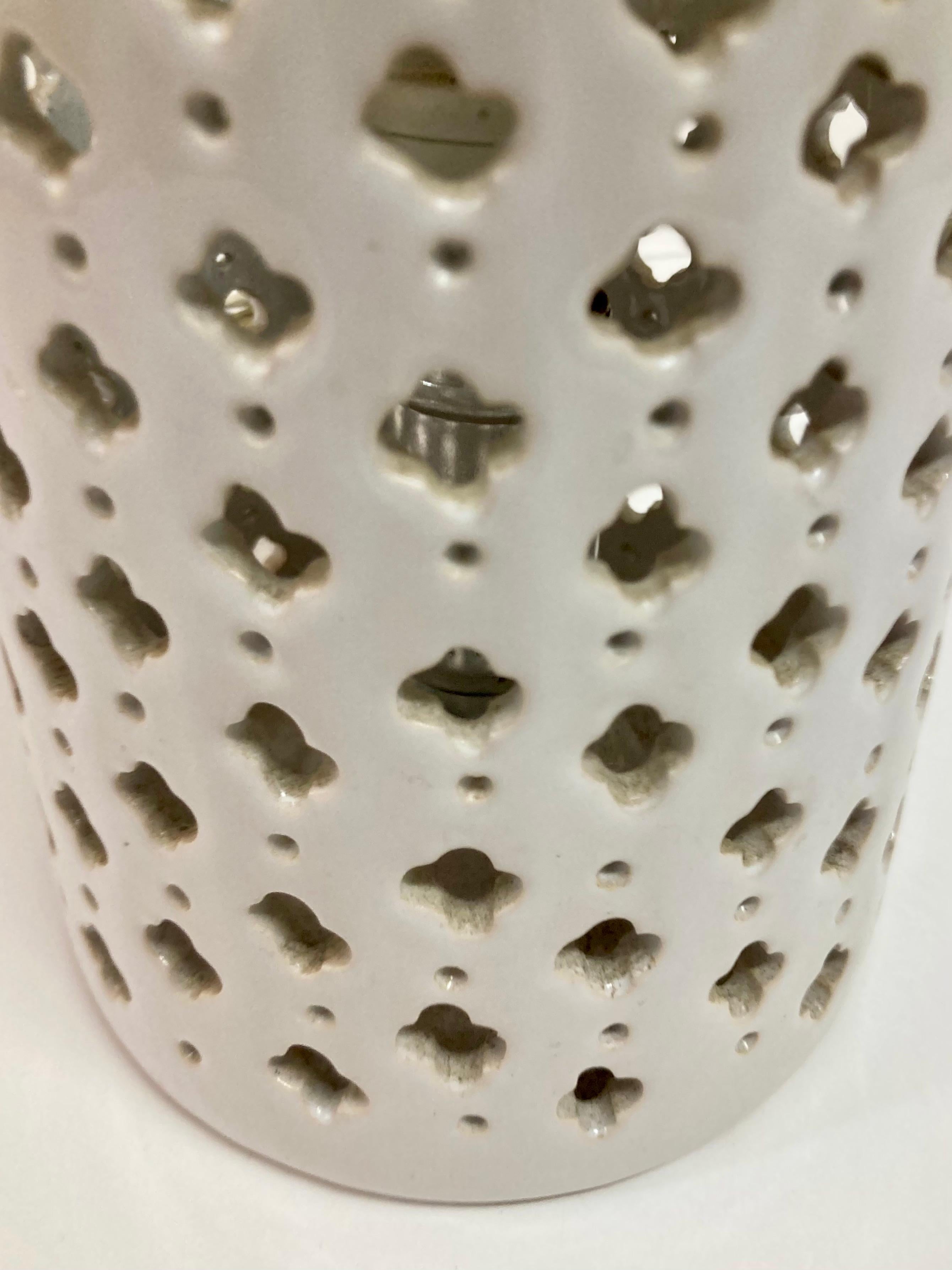 Pierced Pattern Ceramic Uplight For Sale 5