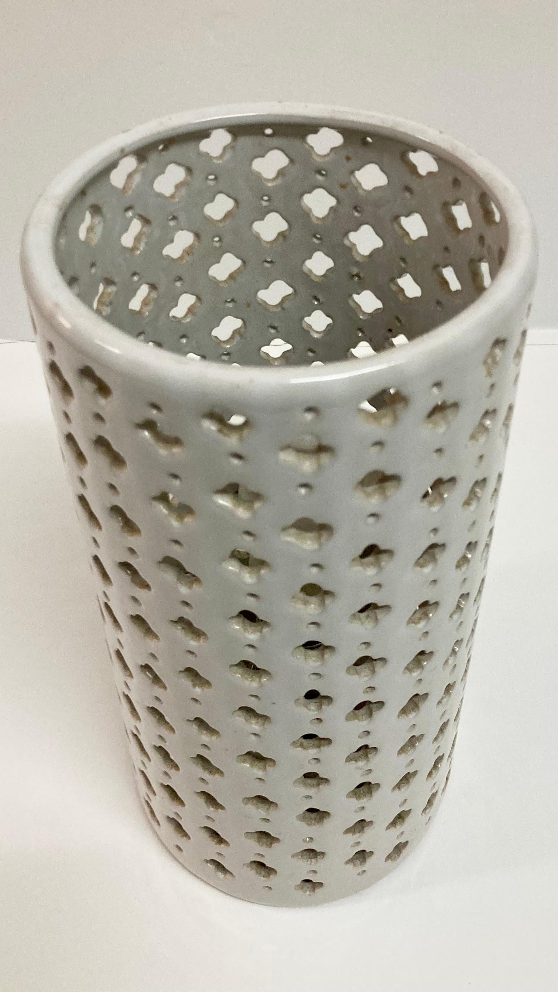 Pierced Pattern Ceramic Uplight For Sale 1