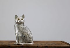 Pierced Silver Plate Cat Christofle France Lumiere Figurine