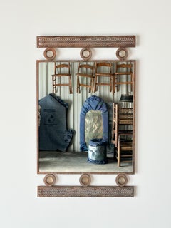 Pierced Steel Wall Mirror in the Style of Santambrogio & De Berti, Italy