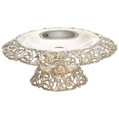 Pierced Sterling Silver Cherub and Lion Figural Compote