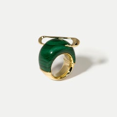 Pierced Stone Ring in 18k Yellow Gold and Malachite by Hannah Martin London