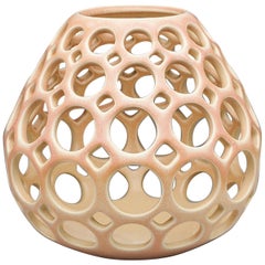 Pierced Tabletop Candleholder/Sculpture, Blush, In Stock