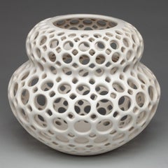 Pierced White Ceramic Sculpture