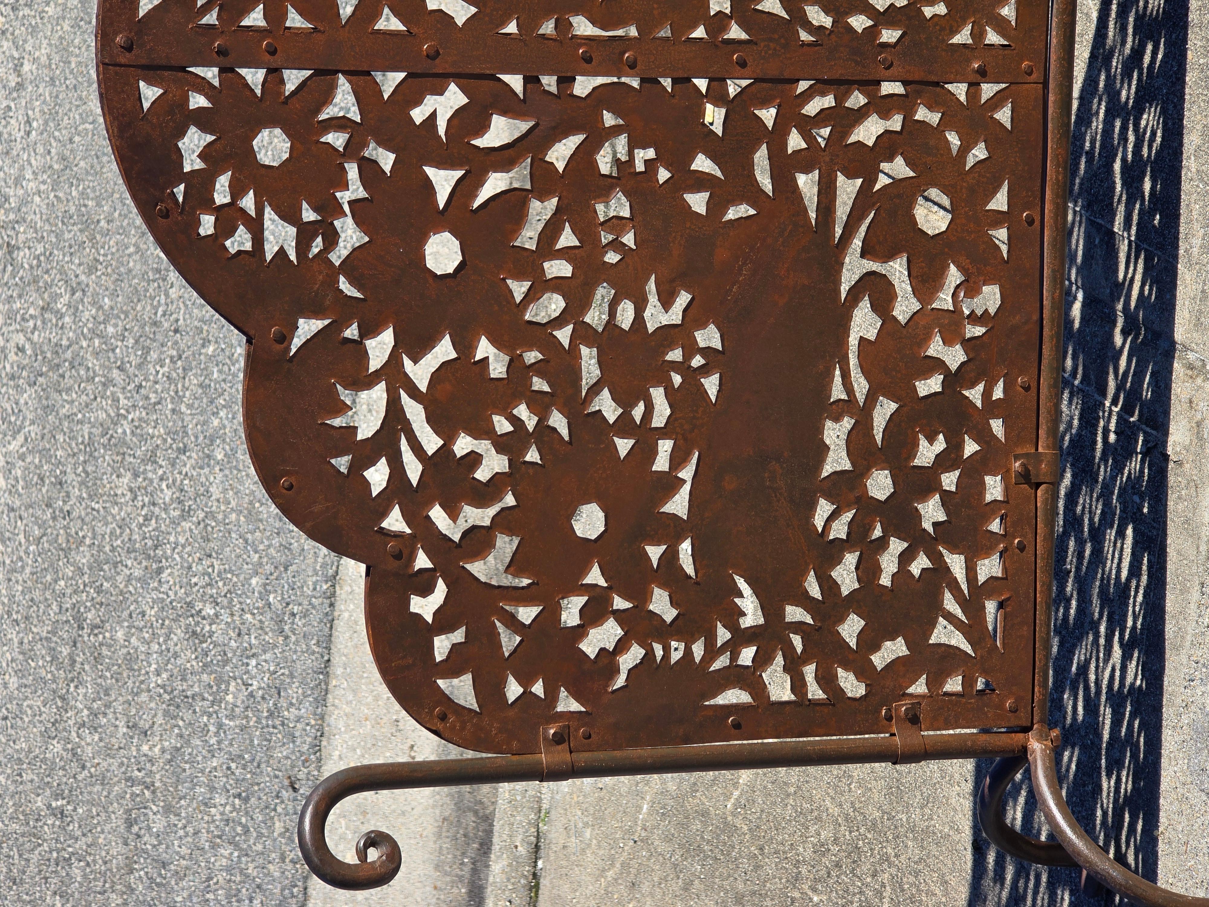 Late 20th Century Pierced Wrought Iron Fireplace Screen