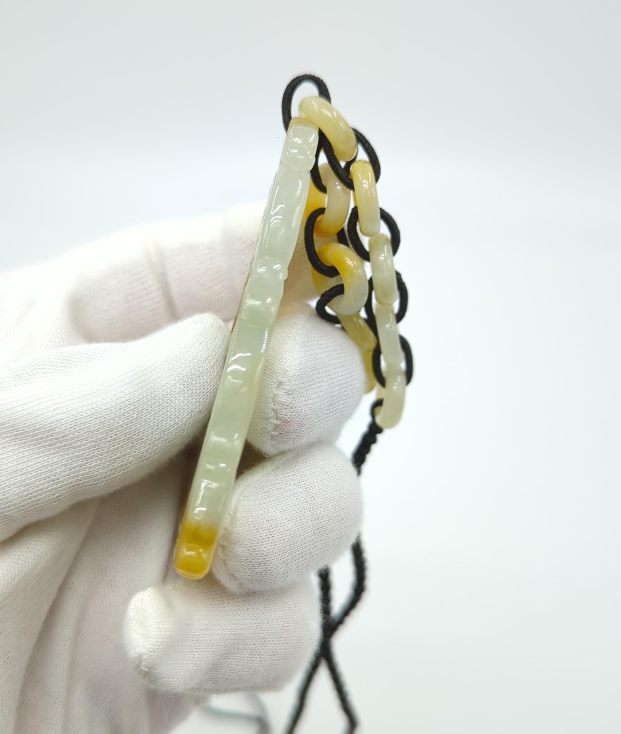 Fine Chinese Pierced Yellow Honey Jadeit Anhänger Beaded Necklace A-Grade 20-26