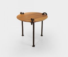 PIERCING 1/8 : table d'appoint en fer forgé et bois de poirier, par Yves Pagart, 2025