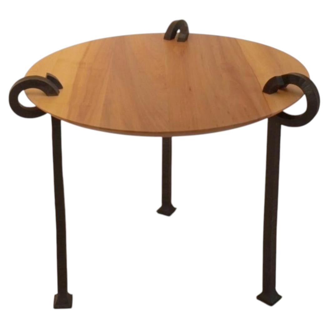 PIERCING 1/8 Wrought and pear wood side table by Yves Pagart, 2025