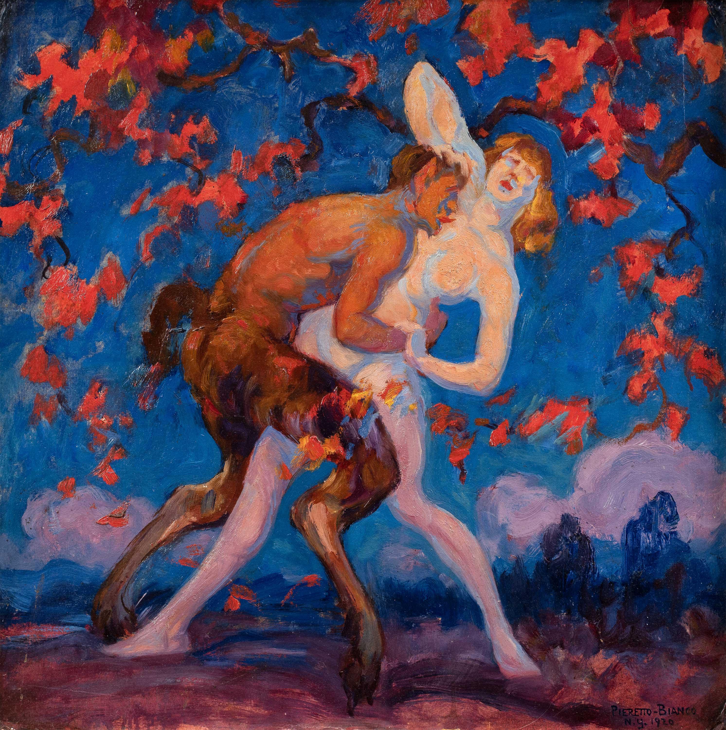 Pieretto Bianco (pintor italiano) - Pintura de figuras de principios del siglo XX - Sátiro en venta 1