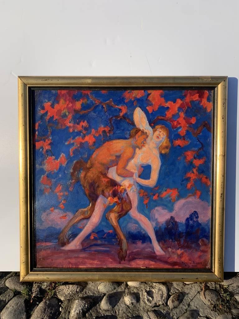 Pieretto Bianco (pintor italiano) - Pintura de figuras de principios del siglo XX - Sátiro en venta 5