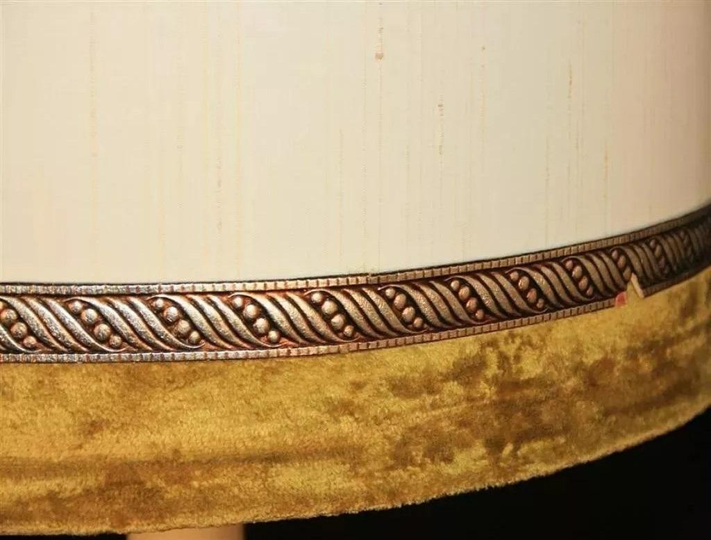 Plaster Pieri Tullio Large Italian Hollywood Regency Column Table Lamp Green Gold - Pair For Sale
