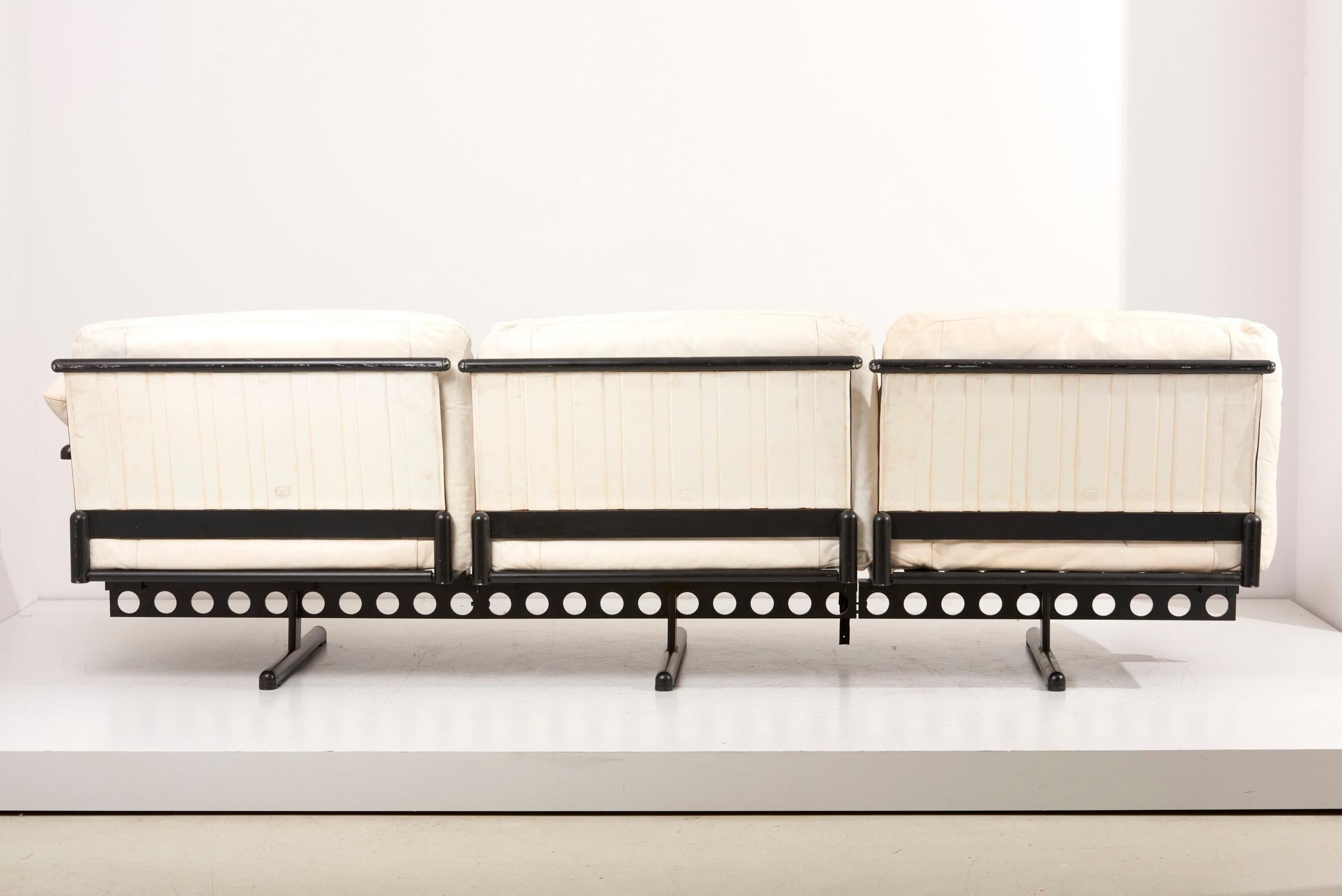 Italian Pierluigi Cerri for Poltrona Frau Sofa in White Leather, 1980s