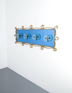 Pierluigi Colli Coatrack Blue Glass Mirror Iron, Italy, 1955