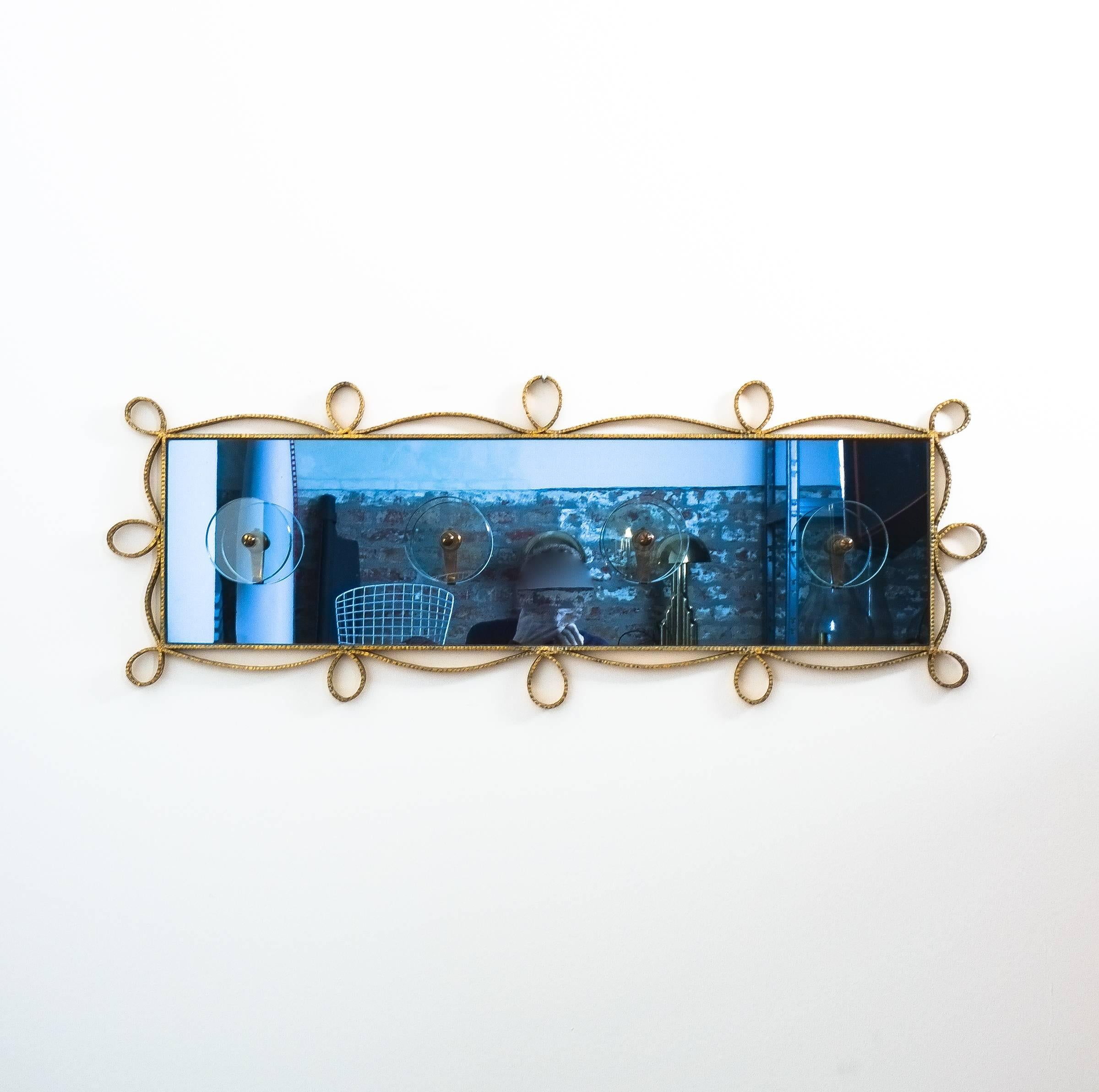 Mid-Century Modern Pierluigi Colli Coatrack Blue Glass Mirror Iron, Italy, 1955