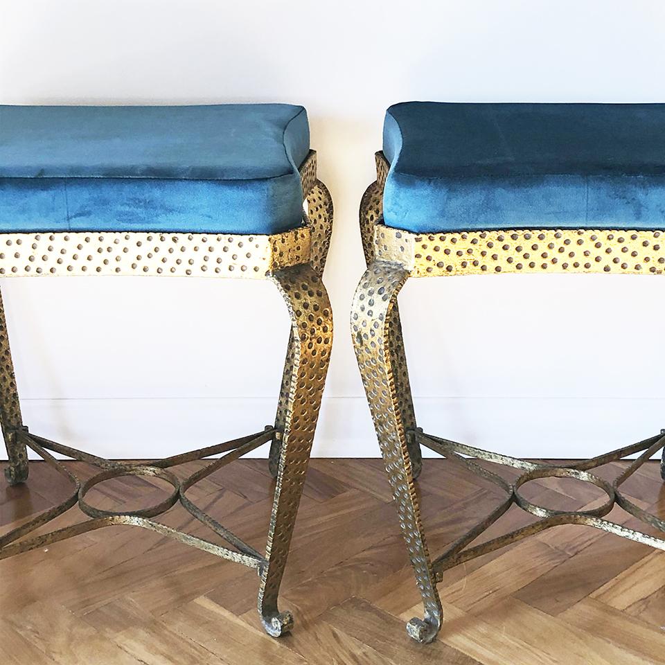 Velvet Pierluigi Colli Coppia di Pouff del 1950 -Design-