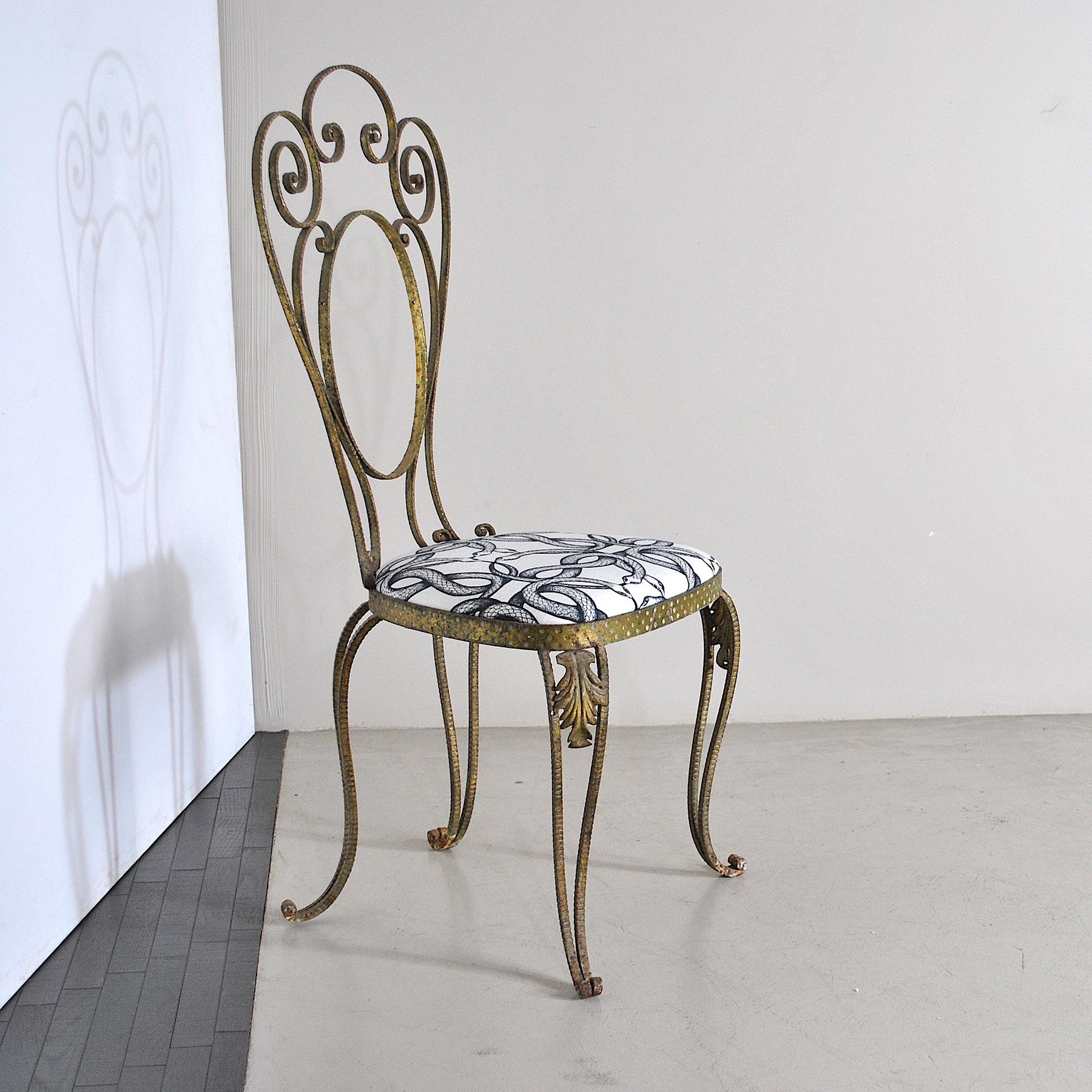 Mid-Century Modern Pier Luigi Colli Italian Mid Century Hammered Brass Chair, 60's For Sale