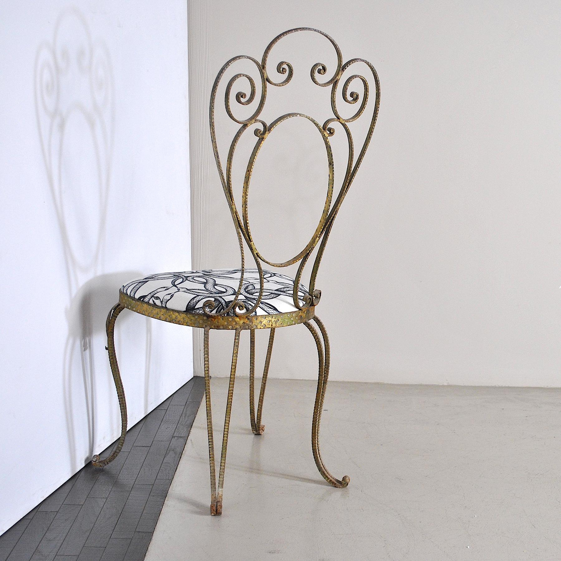Mid-20th Century Pier Luigi Colli Italian Mid Century Hammered Brass Chair, 60's For Sale