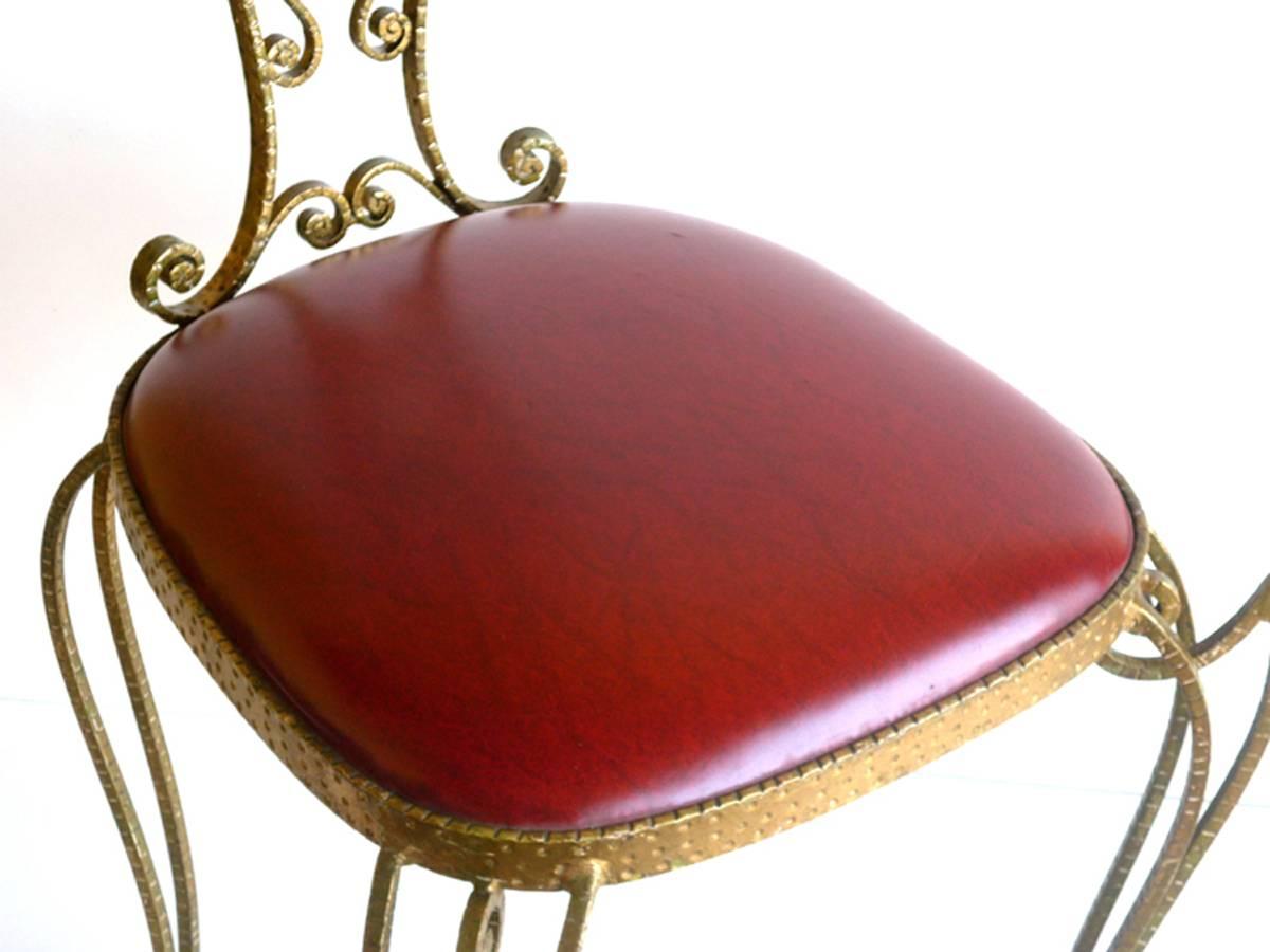 Mid-20th Century Pierluigi Colli Italian Midcentury Design 1950s Gilt Wrought Iron Pair of Chairs