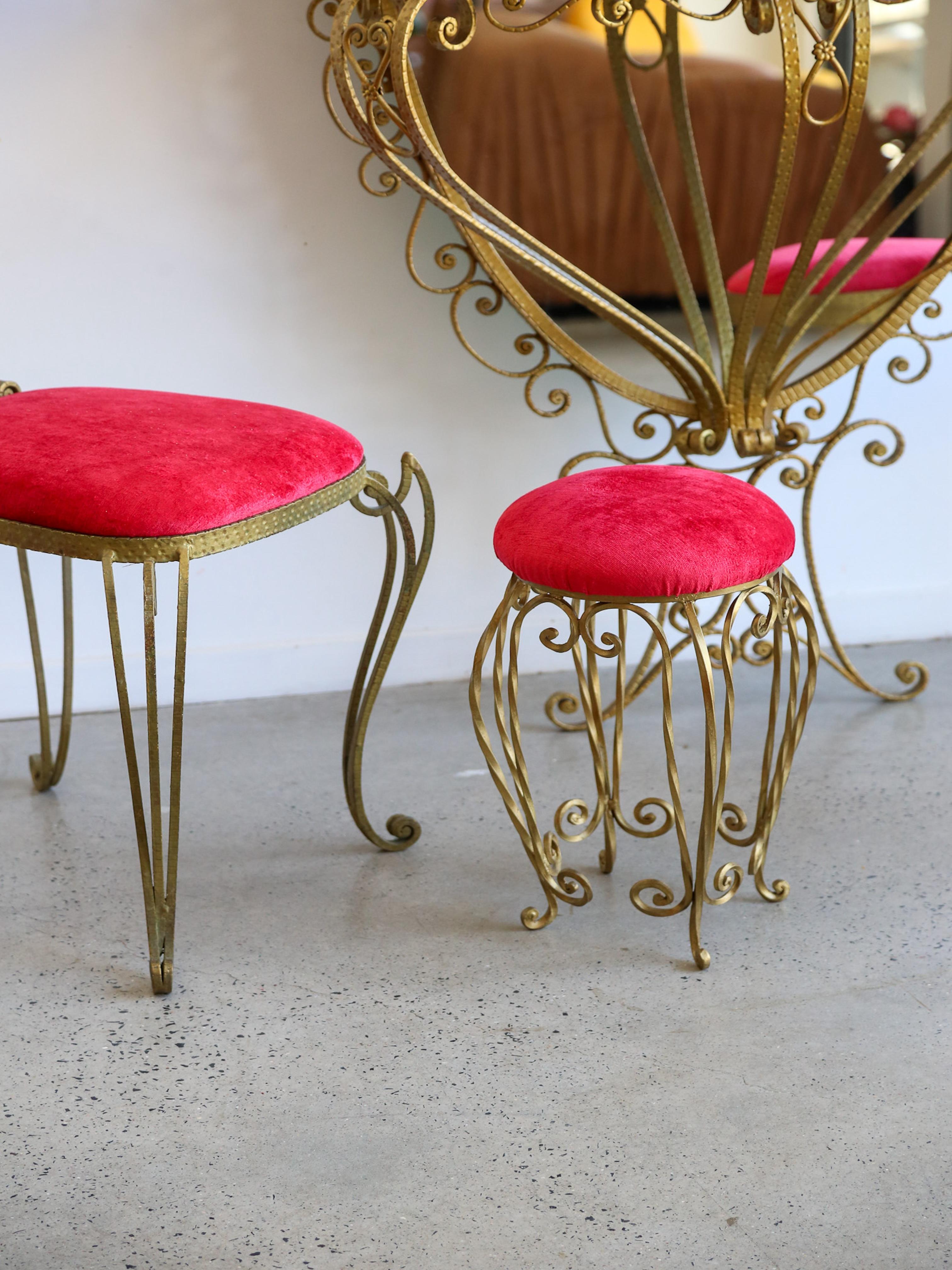 Pierluigi Colli Marble Console Mirror Set with Chairs and Stool For Sale 9