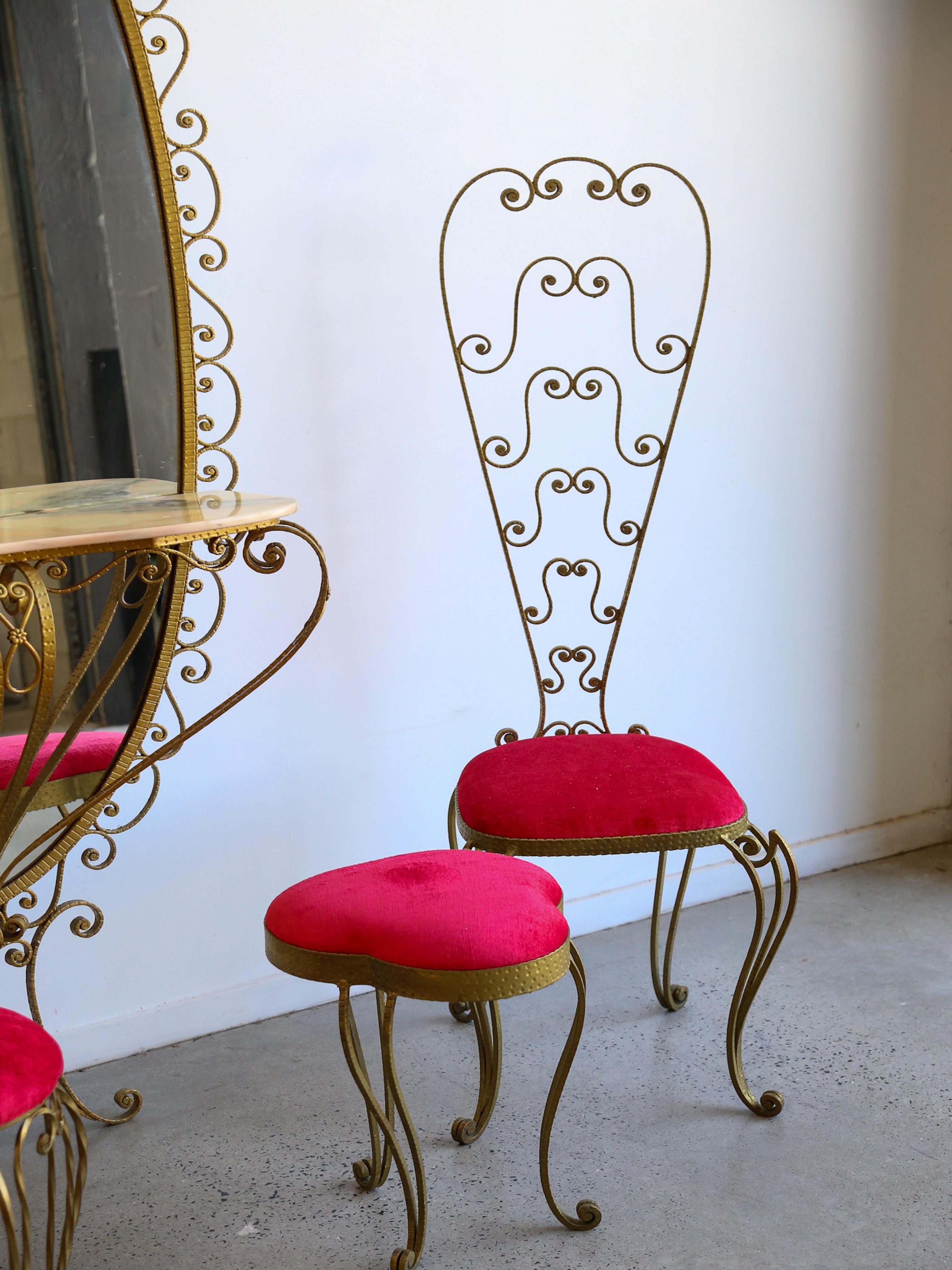 Pierluigi Colli Marble Console Mirror Set with Chairs and Stool For Sale 10